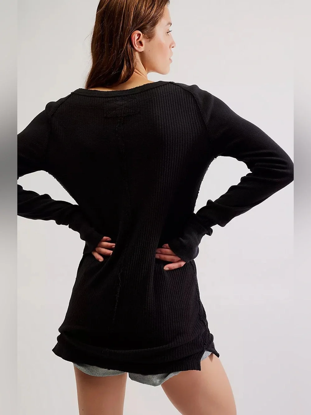 Free People NWT We The Free Care FP Honey B Crew Neck Shirt, Black Size M